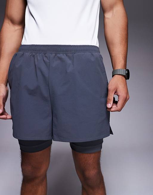 4505 2-in-1 Ripstop Nylon Running Shorts With Zip Pocket In Graphite