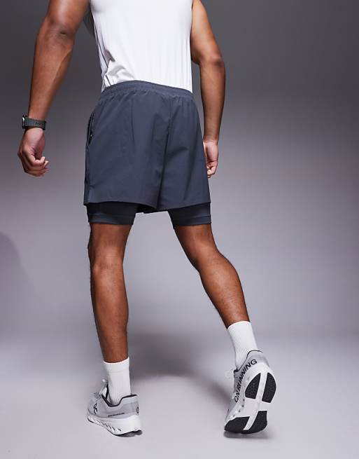 4505 2-in-1 Ripstop Nylon Running Shorts With Zip Pocket In Graphite