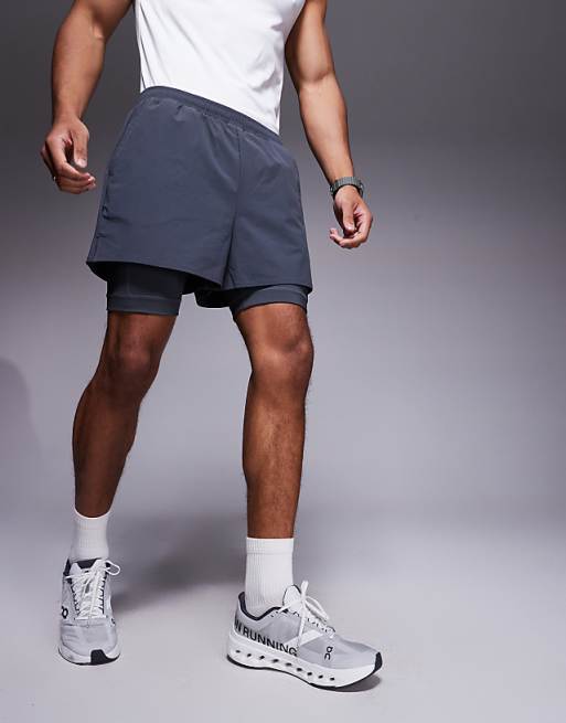 4505 2-in-1 ripstop nylon running shorts with zip pocket in graphite