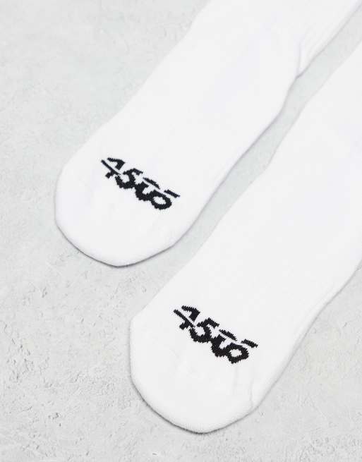 4505 2 Pack Non Slip Ribbed Pilates Socks In White