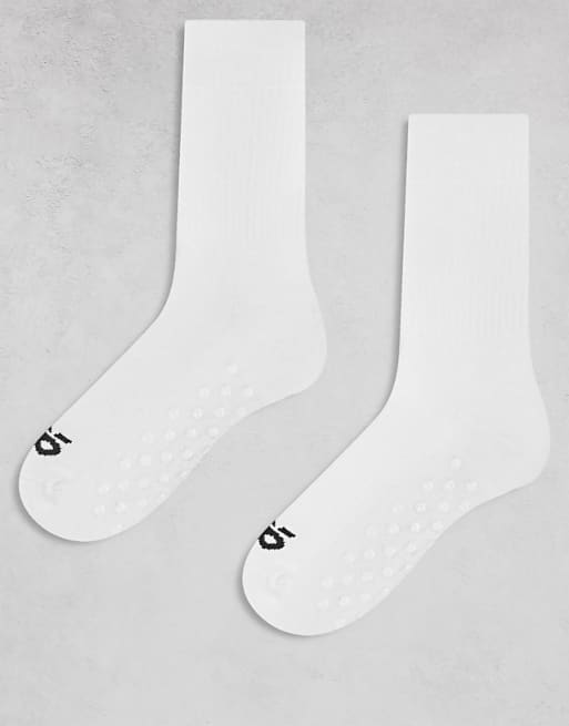 4505 2 pack non slip ribbed Pilates socks in white