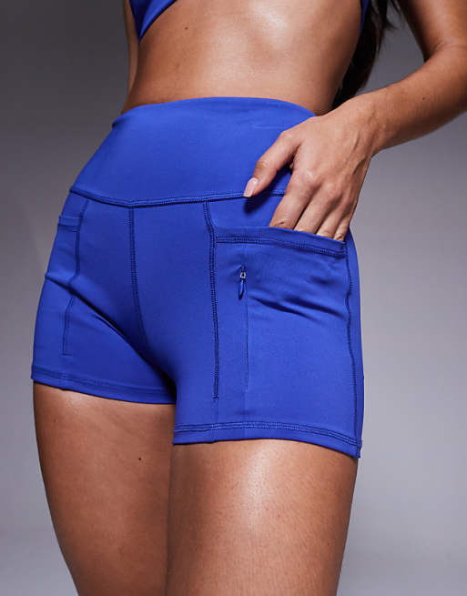 4505 3 Inch High Waist Running Shorts With Zip Phone Pocket In Cobalt Blue