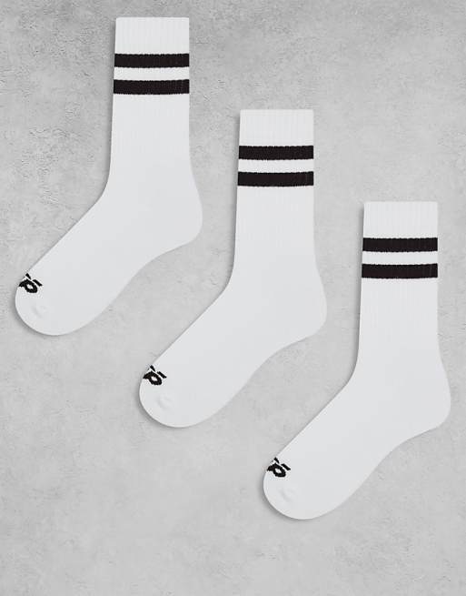 4505 3 pack 2 stripe crew sock with quick dry in white with coffee stripe