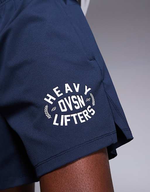 4505 5 Inch Quick Dry Wide Leg Mesh Training Shorts With Graphic In Midnight Navy