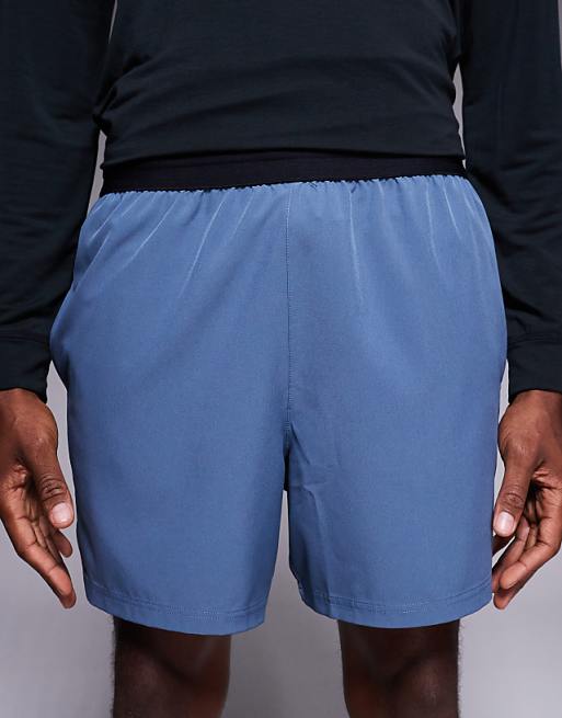 4505 5"" Running Short With Elastic Waist And Zip Phone Pocket In Chalk Blue