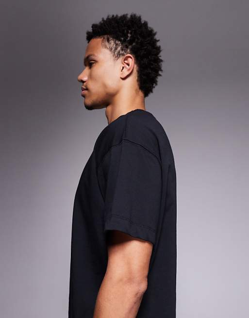 4505 Boxy Cropped Heavyweight Cotton Training T-shirt With Quick Dry Finish In Black