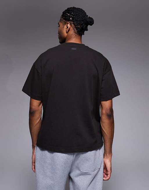 4505 Boxy Cropped Heavyweight Cotton Training T-shirt With Quick Dry Finish In Washed Brown