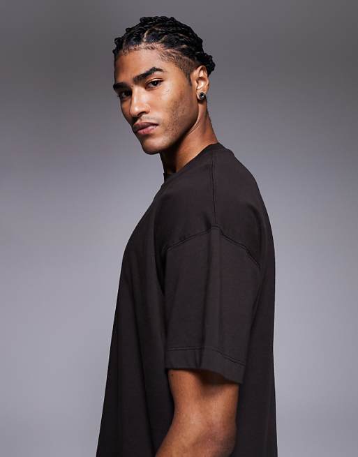 4505 Boxy Cropped Heavyweight Cotton Training T-shirt With Quick Dry Finish In Washed Brown