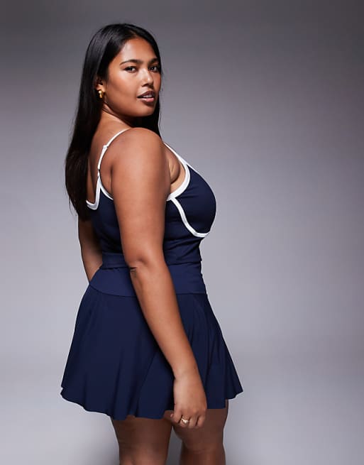 4505 Curve Active Vest With Inner Bra And Piping In Navy