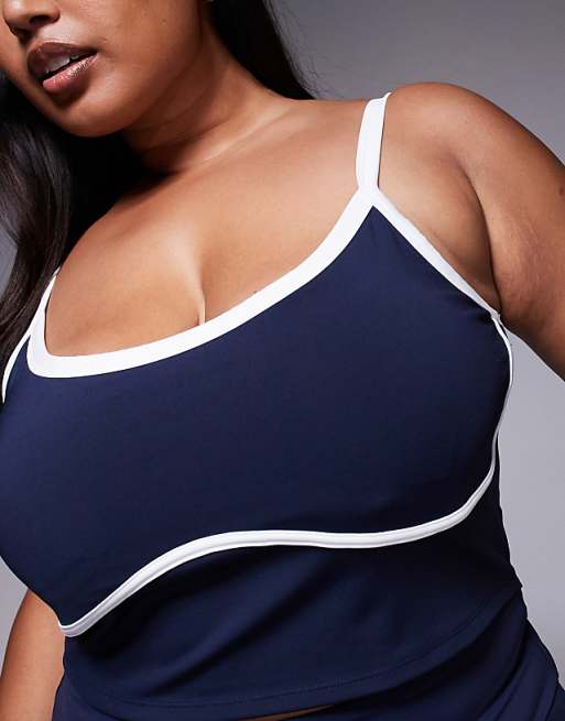 4505 Curve Active Vest With Inner Bra And Piping In Navy