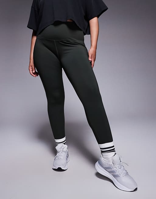 4505 Curve Icon Active Bum Sculpt High Waist Gym Legging With Inner Pocket In Khaki