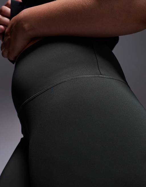 4505 Curve Icon Active Bum Sculpt High Waist Gym Legging With Inner Pocket In Khaki