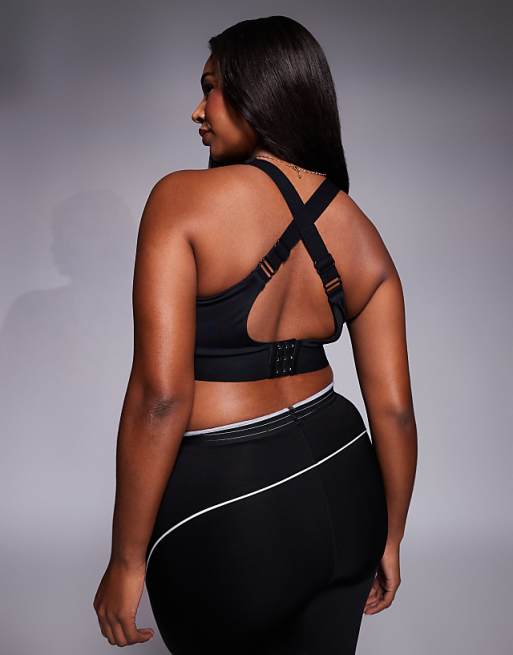 4505 Curve Icon Active High Support Sports Bra With Removable Padding And Adjustable Straps In Black