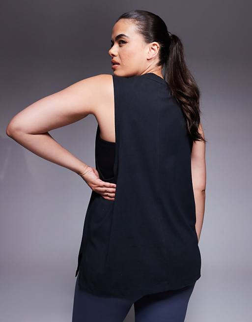 4505 Curve Icon Cotton Drop Armhole Vest With Quick Dry Finish In Black