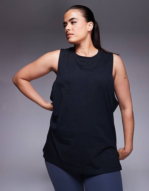 4505 Curve Icon cotton drop armhole vest with quick dry finish in black