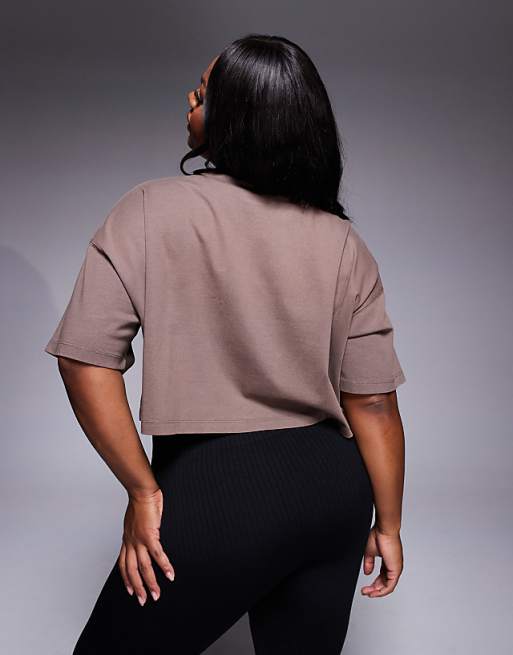 4505 Curve Icon Heavyweight Cotton Cropped T-shirt With Quick Dry Finish In Washed Taupe