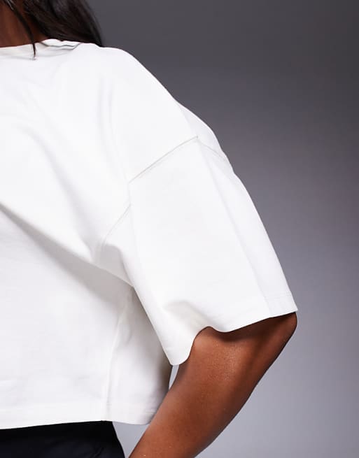 4505 Curve Icon Heavyweight Cotton Cropped T-shirt With Quick Dry Finish In Vintage White
