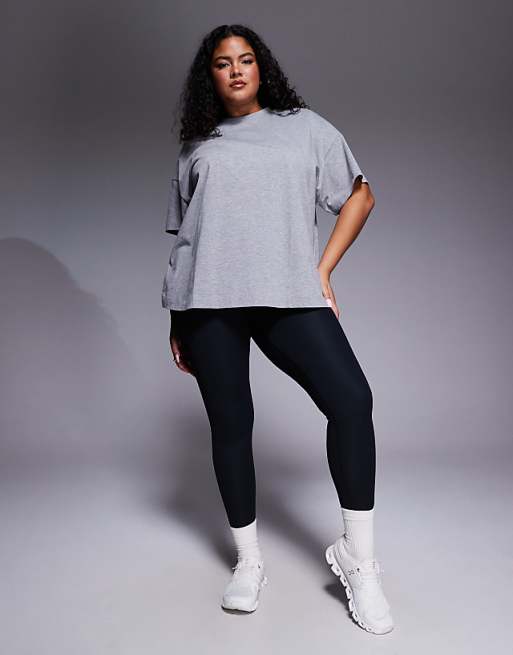 4505 Curve Icon Heavyweight Cotton Oversized T-shirt With Quick Dry Finish In Grey Marl