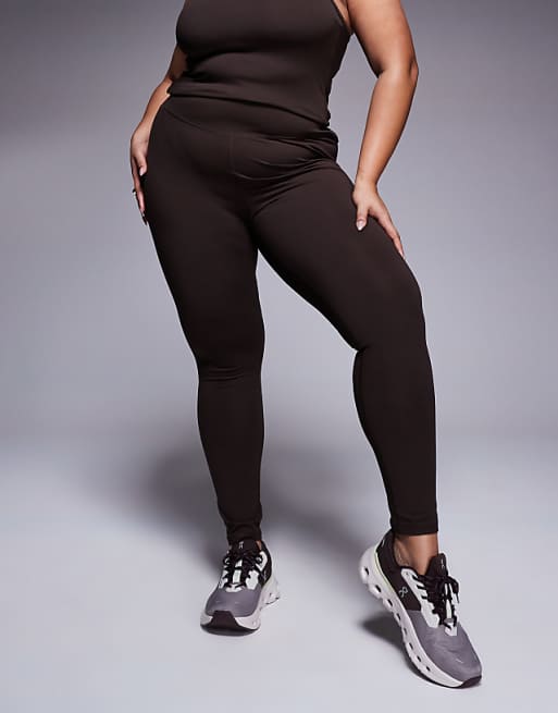 4505 Curve Icon Soft Touch High Waist Yoga Legging In Chocolate
