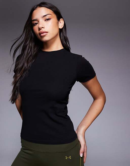 4505 fitted cotton short sleeve everyday tee with quick dry finish in black