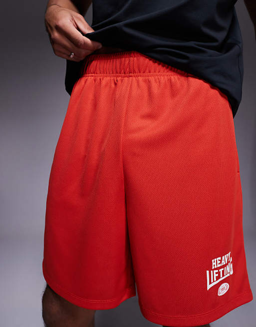 4505 Heavy Lifting Graphic Mesh Training Shorts In Red
