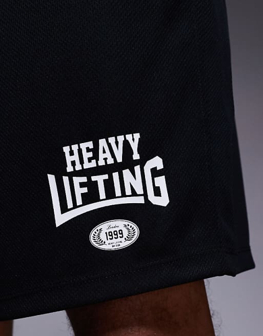4505 Heavy Lifting Graphic Mesh Training Shorts In Black