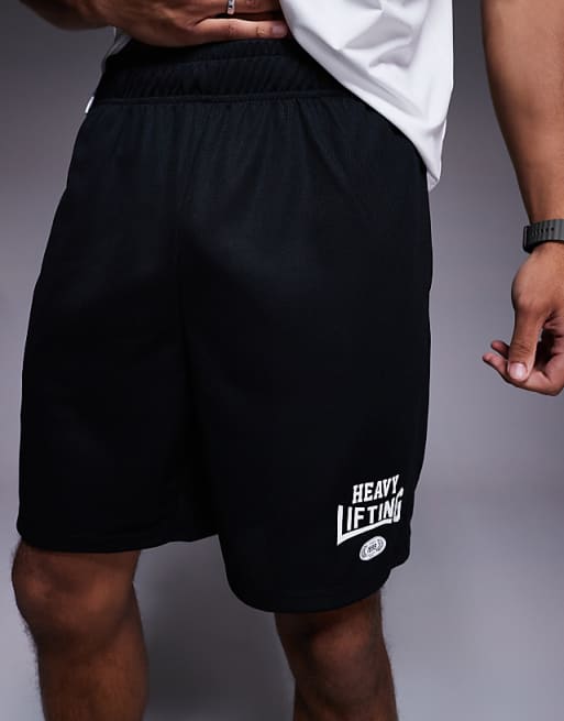 4505 Heavy Lifting Graphic Mesh Training Shorts In Black