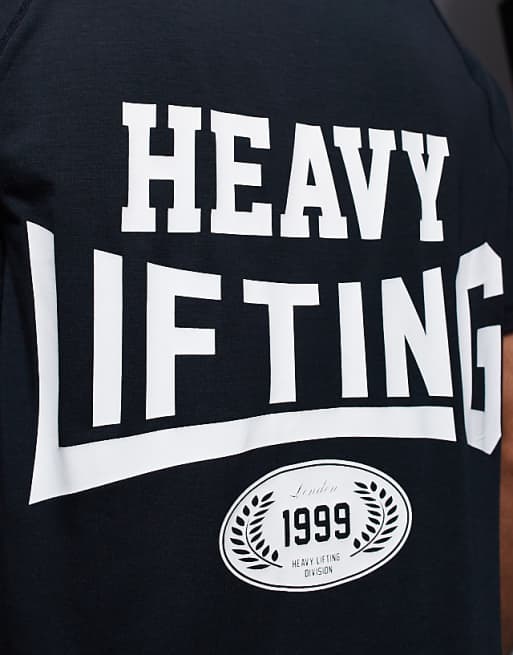 4505 Heavy Lifting Quick Dry Back Print Performance T-shirt In Black