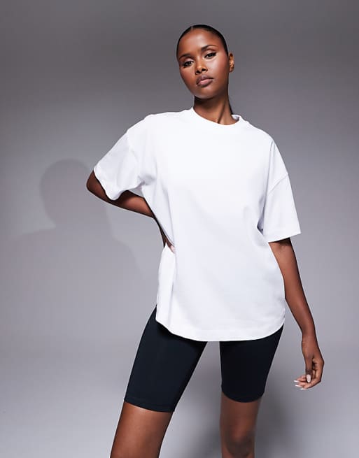 4505 Heavyweight Cotton Oversized T-shirt With Peach Back Print In White