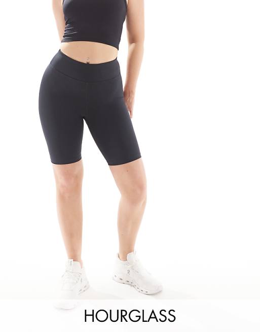 4505 Hourglass Icon 8 inch legging short with bum sculpt detail in performance fabric in black