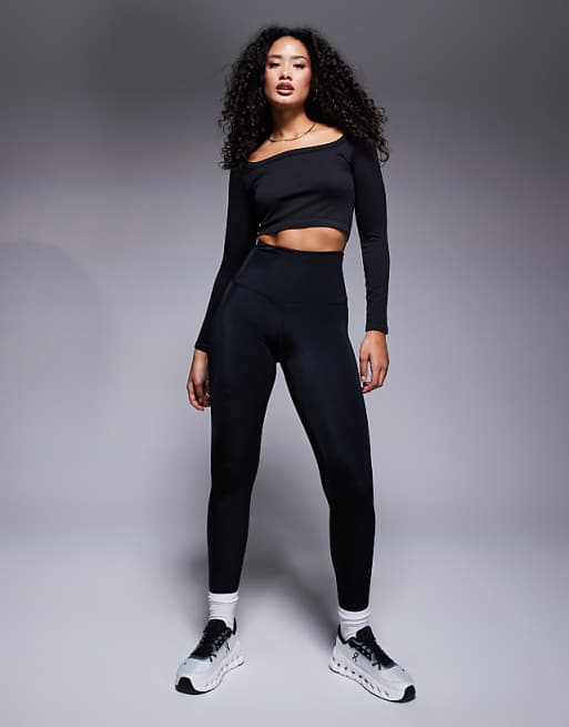 4505 Hourglass Icon active bum sculpt high waist gym legging with inner pocket in black high shine