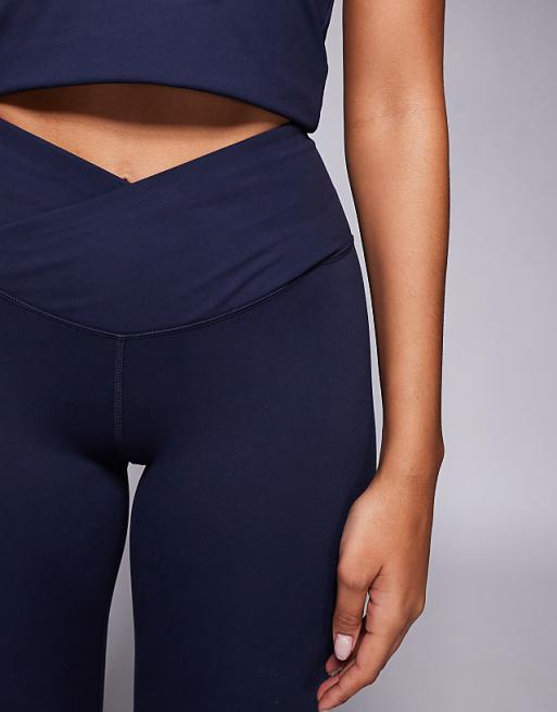 4505 Hourglass Icon Soft Touch Wrap Waist Yoga Legging In Midnight Navy
