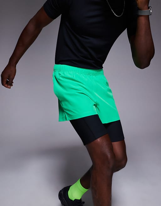 4505 Icon 3 Inch Quick Dry Running Shorts With Back Phone Pocket In Neon Green