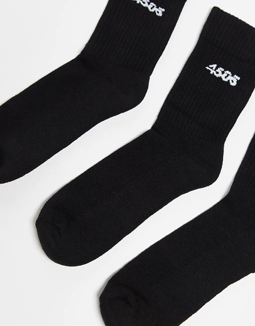 4505 Icon 3 Pack Anti Bacterial Crew Sport Socks In Black