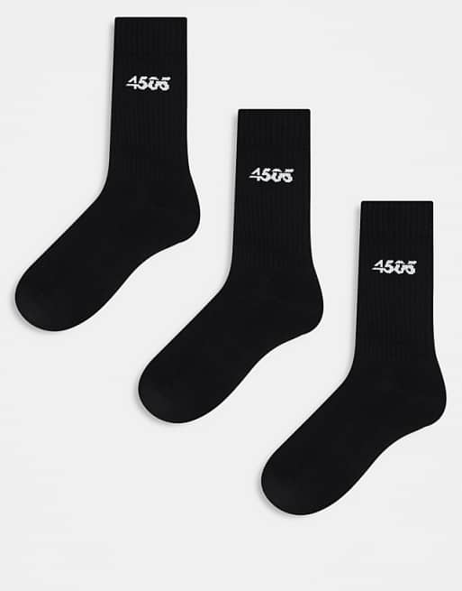 4505 Icon 3 pack anti bacterial crew sport socks in black