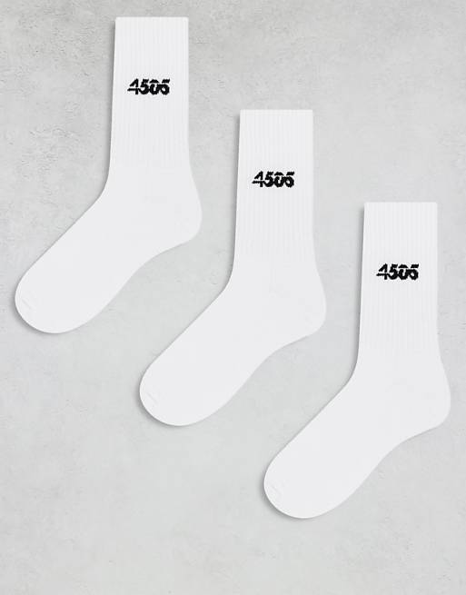 4505 Icon 3 pack quick dry crew sport socks in white