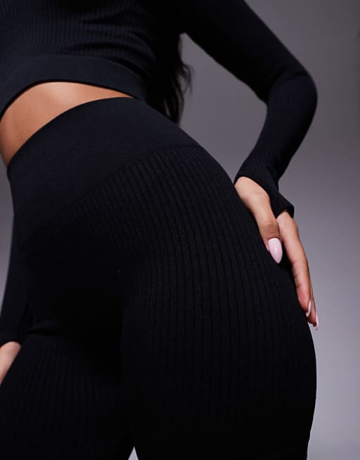 4505 Icon 5 Inch Seamless Rib Legging Short In Black