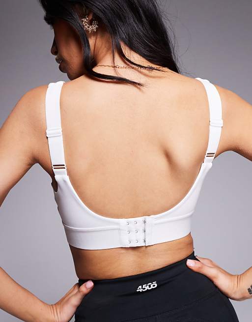 4505 Icon Active High Support Sports Bra With Removable Padding And Adjustable Straps In White