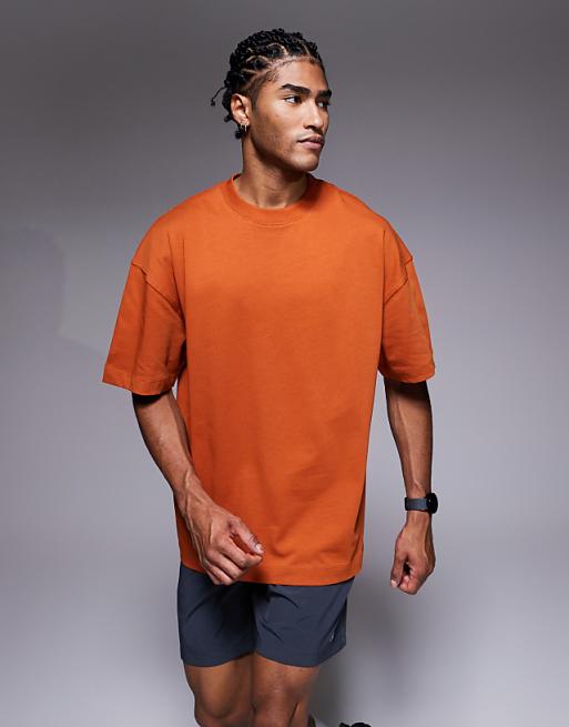 4505 Icon boxy heavyweight cotton t-shirt with quick dry finish in terracotta