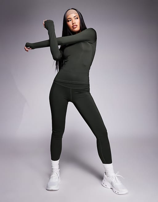 4505 Icon bum sculpt gym legging with inner pocket in dark khaki