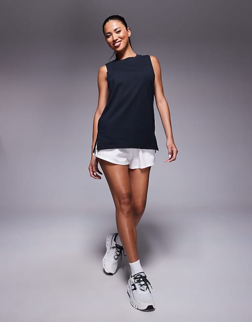 4505 Icon Cotton Drop Armhole Vest With Quick Dry Finish In Black