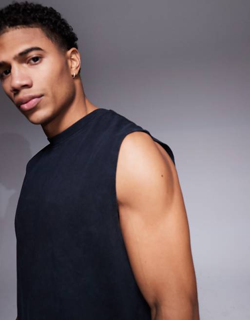 4505 Icon Cotton Oversized Pump Training Tank With Quick Dry Finish In Black