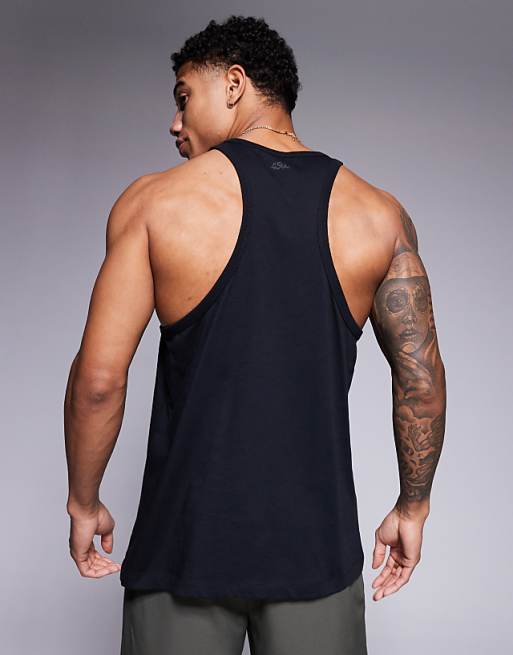 4505 Icon Cotton Stringer Vest With Quick Dry Finish In Black