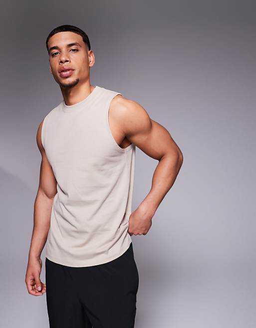 4505 Icon Cotton Training Vest With Quick Dry Finish In Stone
