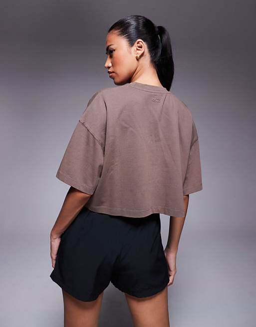 4505 Icon Heavyweight Cotton Cropped T-shirt With Quick Dry Finish In Washed Taupe