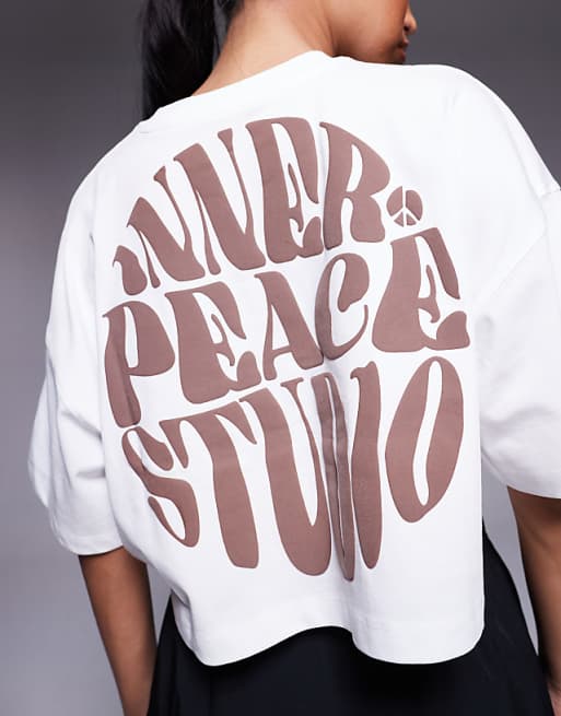 4505 Icon Heavyweight Cotton Cropped T-shirt With Back Print And Quick Dry Finish In White