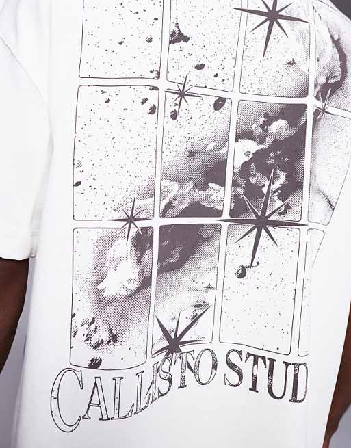 4505 Icon Heavyweight Cotton Oversized Back Print T-shirt With Quick Dry Finish In Vintage White