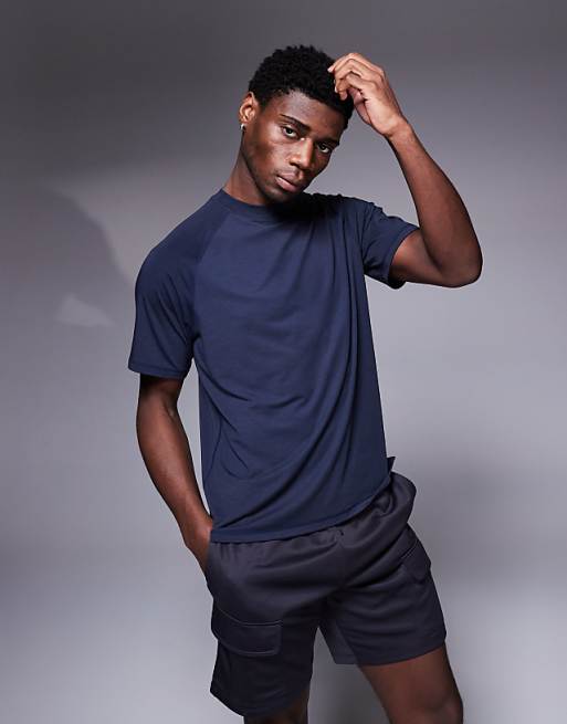 4505 Icon performance jersey oversized boxy training t-shirt in midnight navy