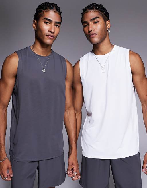 4505 Icon quick dry mesh training tank 2 pack in graphite and white