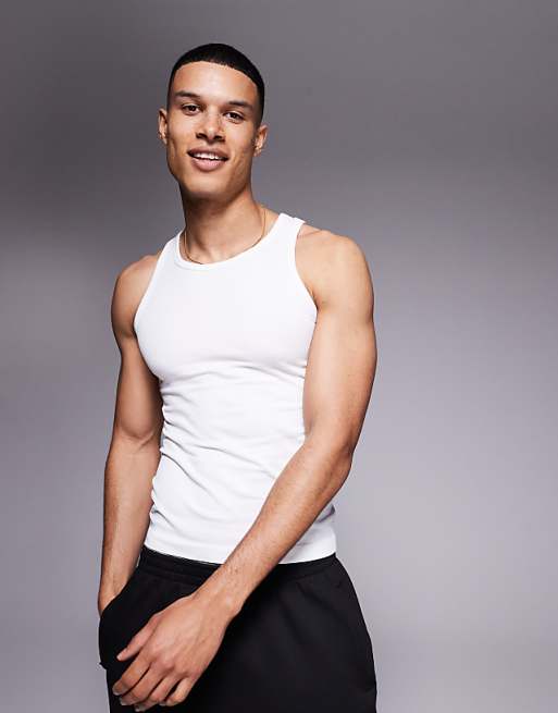 4505 Icon seamless rib slim fit vest in white